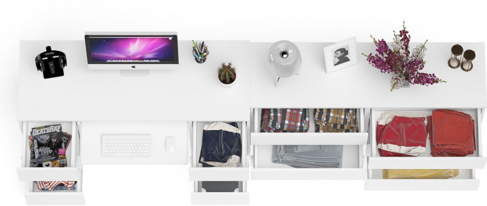 Мори компьютерный стол МС-2 + Комод МК1380.6, белый