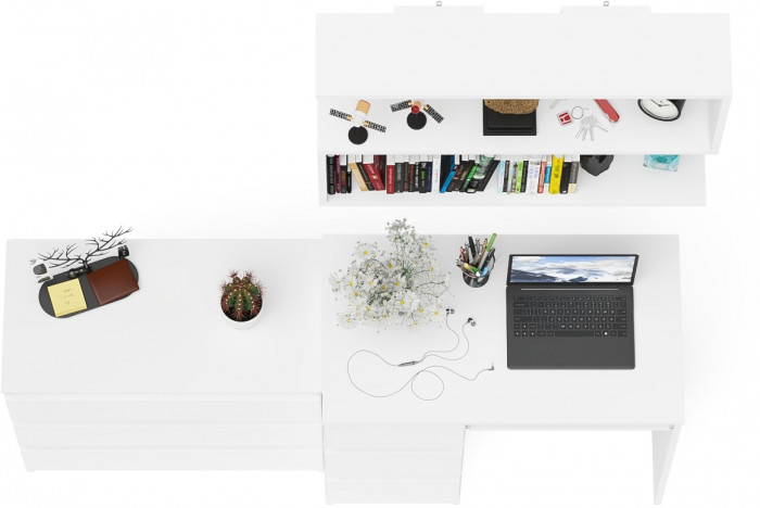 Мори компьютерный стол МС-6 левый + Комод МК800.1 + Полка 900, белый