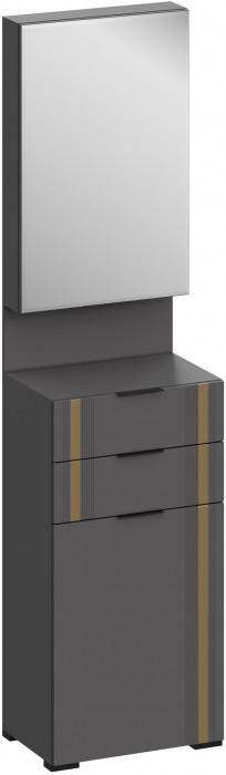 Эмэ Многофункциональная тумба с зеркалом ШК-3942, Графит/Графит, Золото