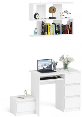 Мори компьютерный стол МС-6 правый + Тумба ТМП400.1 + Полка 900, белый