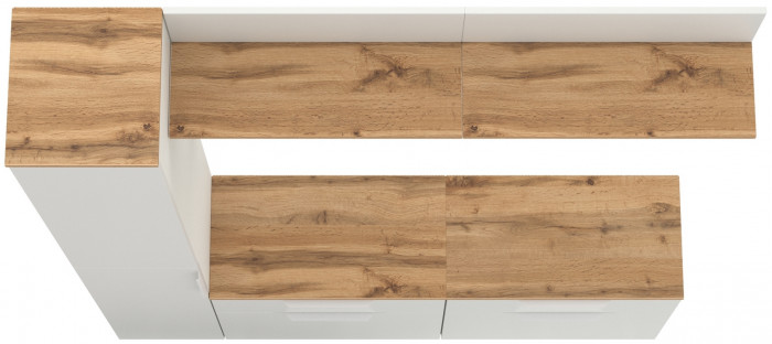 Октава Прихожая 34, белый шагрень/дуб крафт золотой/фасады МДФ белый шагрень