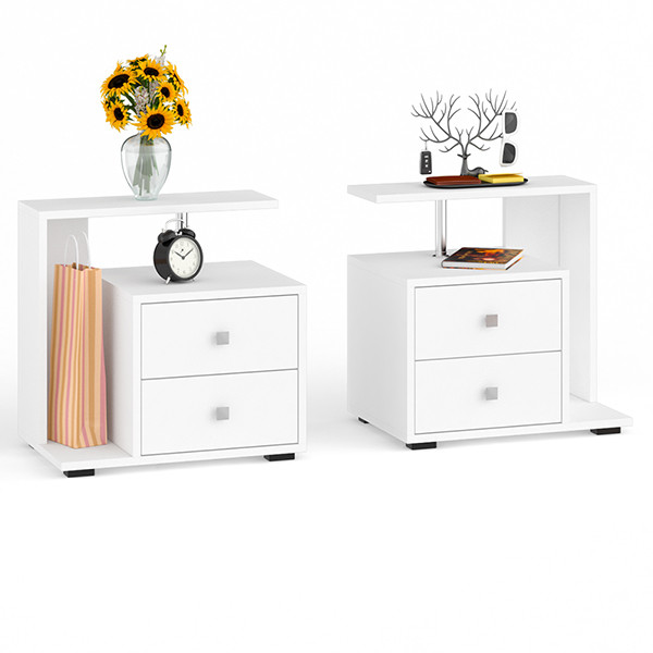 Камелия Тумба прикроватная - комплект из 2 шт.(левая + правая), цвет белый, ШхГхВ 56х39х55,2 + 56х39х55,2 см.