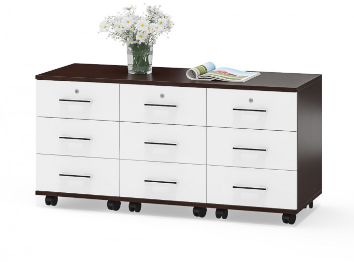 Три тумбы выкатных С-МД-3-02, венге/белый шагрень