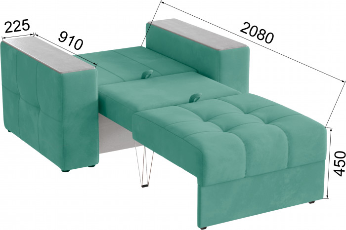 Кресло-кровать Виконт, Мятный/Холст белый МДФ