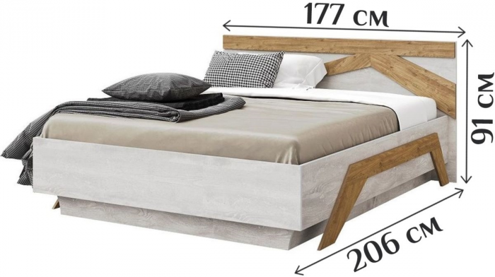 Модульная спальня "Скандинавия" - Бетон пайн светлый/Дуб наварра