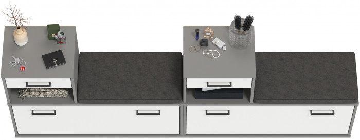 Лира ГК 2-0714+2-0714графбел Тумба под обувь, графит/белый