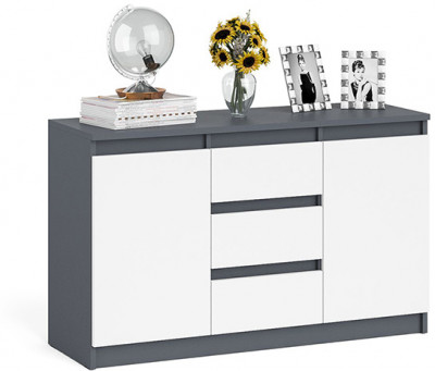 Мори Комод МК1200.3, цвет графит/белый, ШхГхВ 120,4х41х73 см.