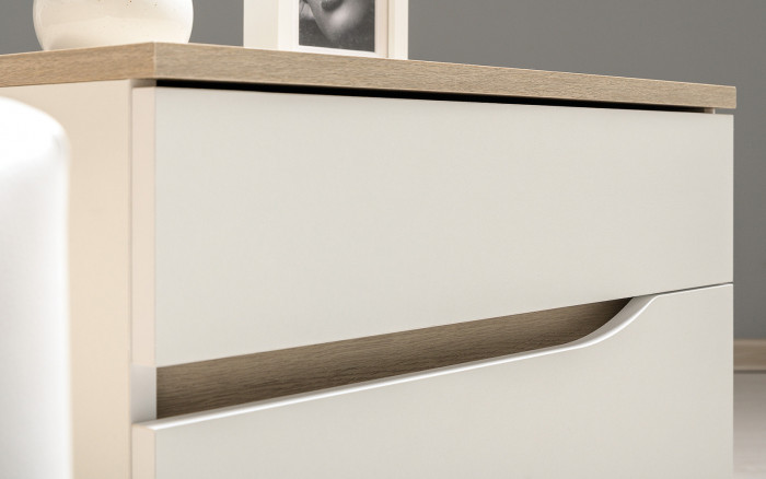 Муссон Кровать 11.41 + ортопед + Тумба 16.03 + Комод 13.97 + Тумба ТВ 13.276, цвет белый/чёрный/дуб эндгрейн элегантный, сп. м. 1600х2000 мм., б/м