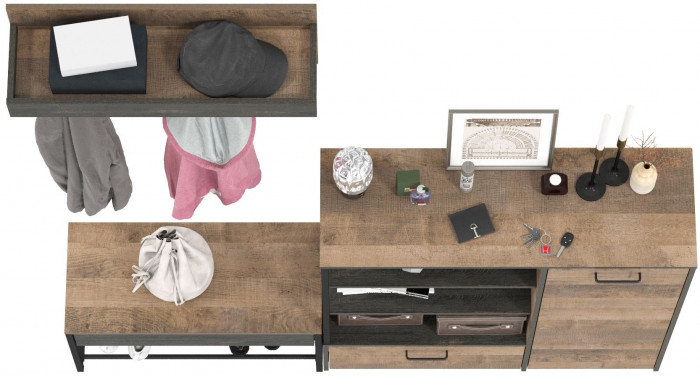 Трувор Прихожая 181, дуб гранж песочный/интра