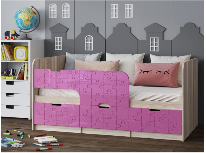 Детская кровать Юниор-9, 80х180 (Ваниль матовая, Ясень шимо светлый)