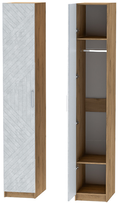 Шкаф-пенал №1 "Иннэс-7" - Крафт золотой/Бетон снежный