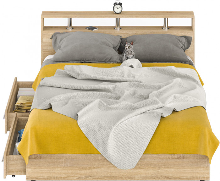 Камелия Кровать с ящиками 1600, дуб сонома