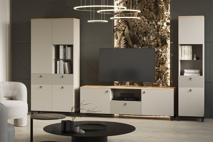 Шкаф со стеклом Ника 800, Бежевый, Кашемир