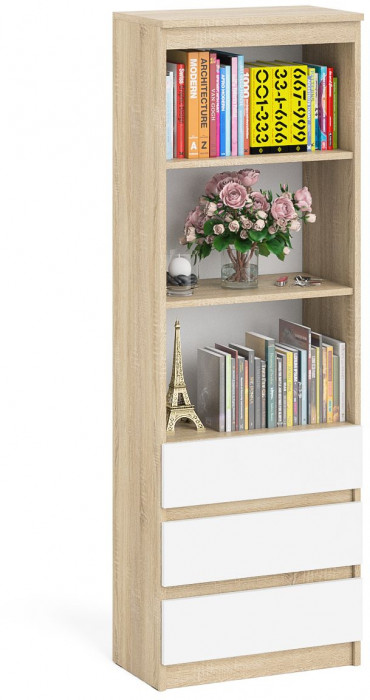 Мори Стеллаж МСТ600.3, дуб сонома/белый