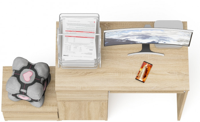 Мори компьютерный стол МС-1 левый + Тумба ТМП400.1, дуб сонома