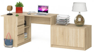 Мори компьютерный стол МС-16 левый + Тумба МА900.1, дуб сонома