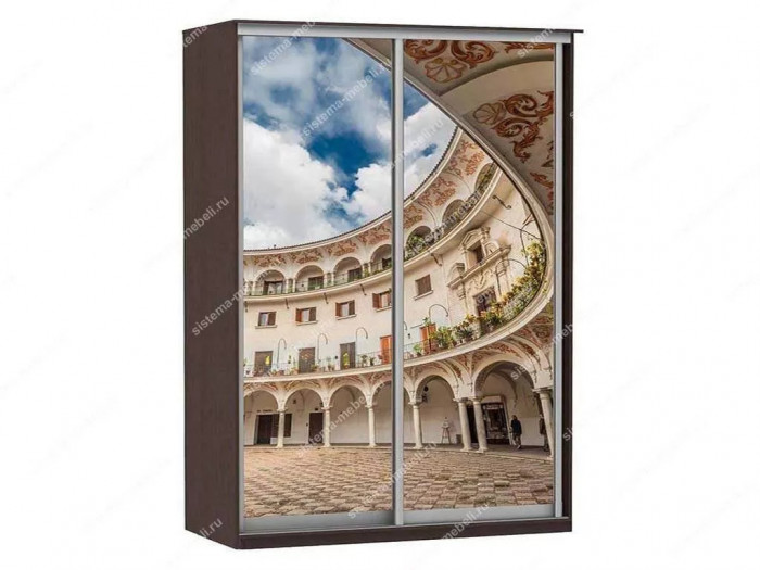 Шкаф купе Модерн 1490х450 2-х дверный 2-х секционный фотопечать №2 венге