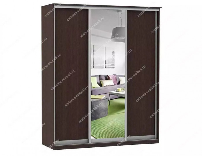 Шкаф купе Модерн 1776х600 3-х дверный 3-х секционный зеркало венге