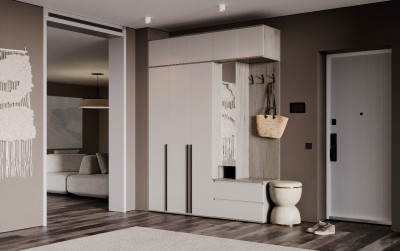 Норд Модульная прихожая, композиция №1, Крафт серый/Кашемир