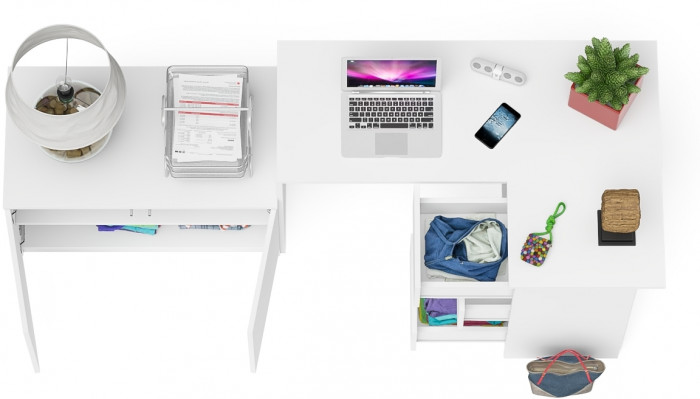 Мори Стол компьютерный МС-16 правый + Тумба МА900.1, цвет белый, ШхГхВ 214,8х84,9х76,6 см., выдвижные ящики справа, НЕ универсальная сборка