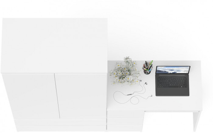 Мори Стол компьютерный МС-6 левый + Шкаф МШ900.1, цвет белый, ШхГхВ 180,4х50,4х179,6 см., выдвижные ящики слева, НЕ универсальная сборка