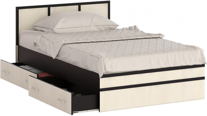 Сакура Кровать с ящиками 1200, венге/дуб лоредо