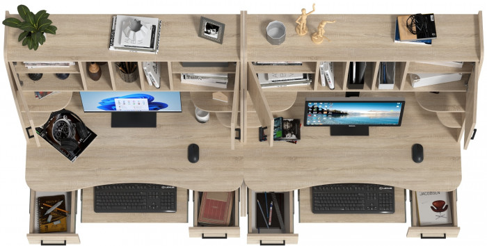 Два стола рабочих 6-0604дубсон Бета, дуб сонома