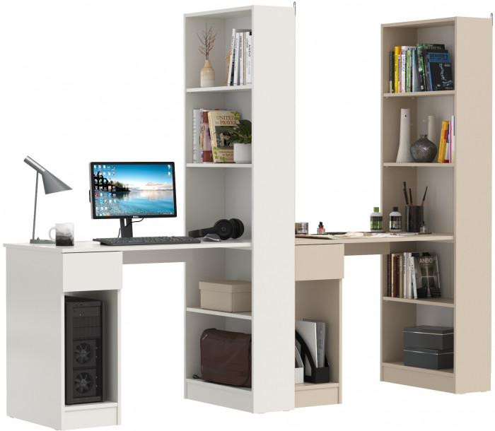 Два Стола письменных Лайт 10.01, белый гладкий/сатин