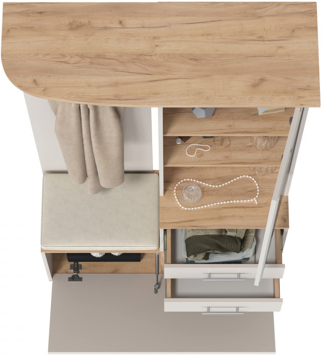 Прихожая 2-3431дкз/к.с Домино - Шкаф с вешалкой, цвет дуб крафт золотой/кашемир серый, ШхГхВ 100х36х202 см., универсальная сборка