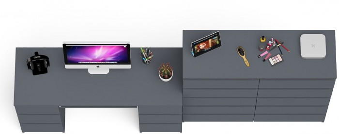 Мори компьютерный стол МС-2 + Комод МК1200.10, графит