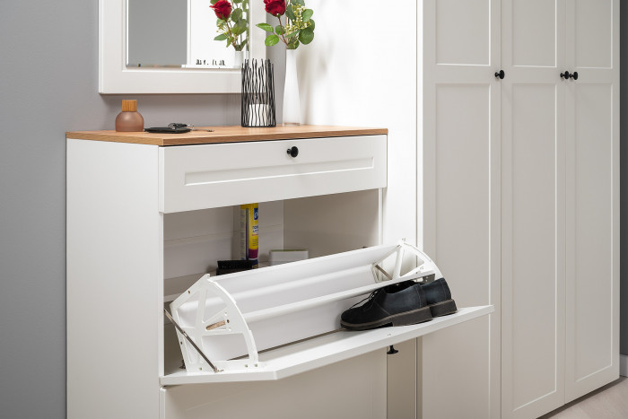 Остин Прихожая 41, белый шагрень/дуб крафт золотой