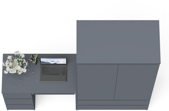Мори Стол компьютерный МС-6 левый + Шкаф МШ900.1, цвет графит, ШхГхВ 180,4х50,4х179,6 см., выдвижные ящики слева, НЕ универсальная сборка