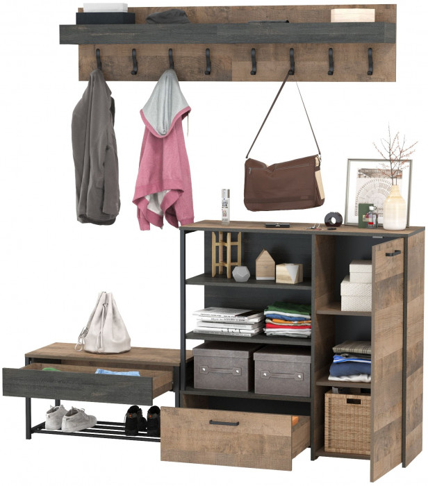 Трувор Прихожая 184, дуб гранж песочный/интра