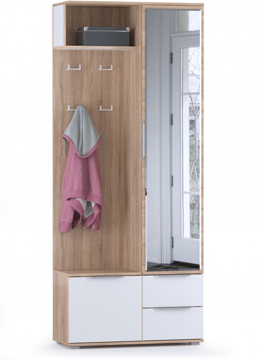 Куба Прихожая 17, дуб сонома/белый премиум