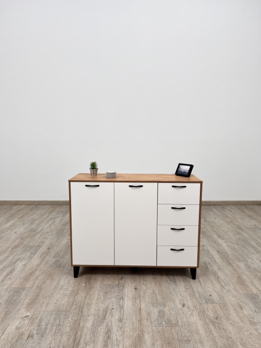 Комод Катрин-12 дуб крафт золотой/белый