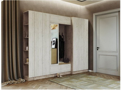 Прихожая Руэлла, композиция 1, дуб крафт серый/дуб крафт белый