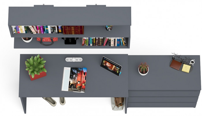 Мори письменный стол МСП1200.1 + Комод МК800.1 + Полка 1200, графит