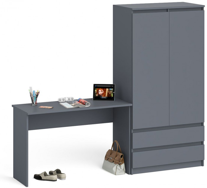 Мори письменный стол МСП1200.1 + Шкаф МШ900.1, графит