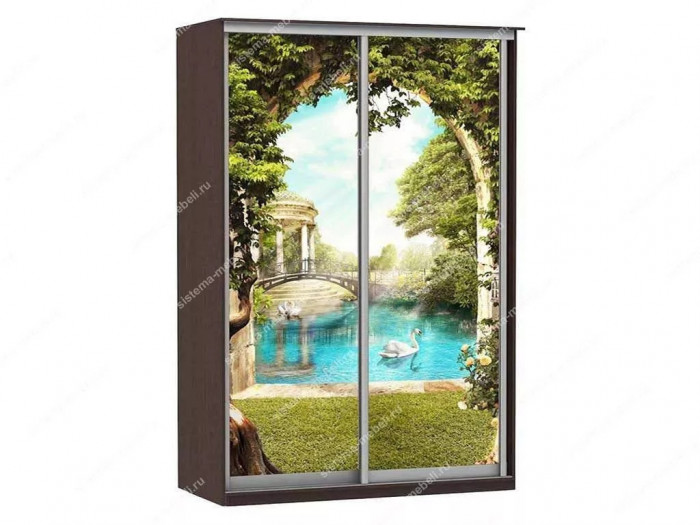 Шкаф купе Модерн 1490х450 2-х дверный 2-х секционный фотопечать №3 венге