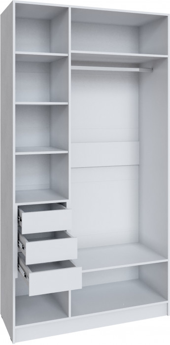 Шкаф Мадрид (1,2) с 3 ящ. внутри с зеркалом, Белый