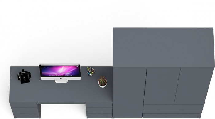 Мори Стол компьютерный МС-2 + Шкаф МШ1200.1, цвет графит, ШхГхВ 255,8х50,4х209,6 см., универсальная сборка