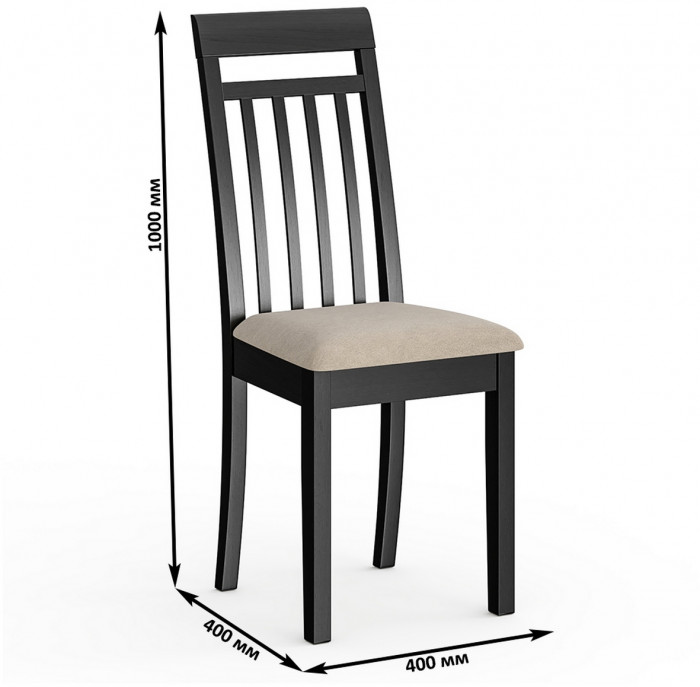 Три стула Мебель--24 Гольф-11 разборных, цвет венге, обивка ткань велюр капучино 25, ШхГхВ 40х40х100 см., от пола до верха сиденья 47 см.