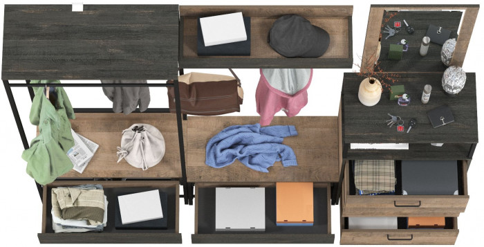 Трувор Прихожая 228, цвет дуб гранж песочный/интра, ШхГхВ 226х37х194,2 см., универсальная сборка