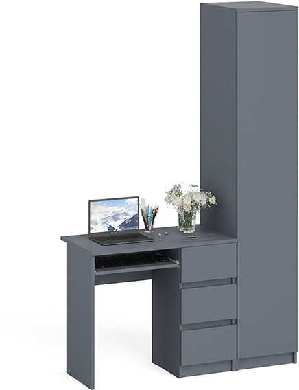 Мори компьютерный стол МС-6 правый + Пенал МШ400.1, графит