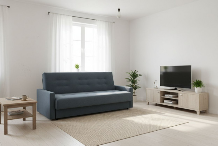 Раскладной диван-кровать, прямой, книжка, цвет серый, Милан 140