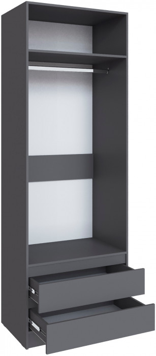 Шкаф Мадрид (0,8) с 2 ящ. без ручек с зеркалом, Графит серый