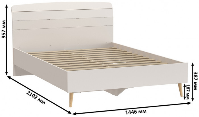 Афина Спальня 15-1400, цвет кашемир серый, сп.м. 1400х2000 мм., б/м, основание есть - фанера