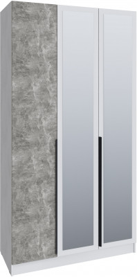 Шкаф Мадрид (1,2) с 3 ящ. внутри с зеркалом, Белый/Ателье светлое