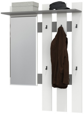 Лира ГК 2-3814граф/бел Вешалка с зеркалом, графит/белый