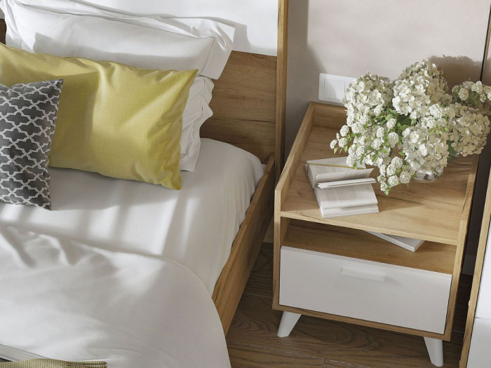 ИРИС ТБ-01 Тумба прикроватная (485х530х425) дуб крафт золото/белый